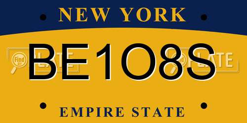 BE1O8S New York License Plate