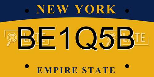 BE1Q5B New York License Plate