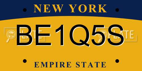 BE1Q5S New York License Plate
