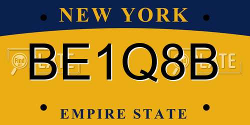 BE1Q8B New York License Plate