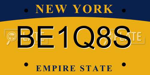 BE1Q8S New York License Plate