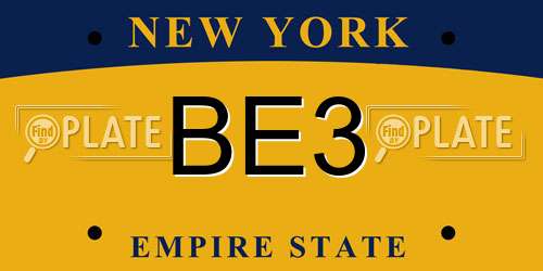 BE3 New York License Plate