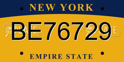 BE76729 New York License Plate