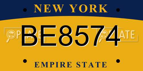 BE8574 New York License Plate