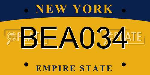 BEA034 New York License Plate