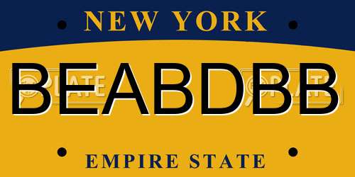 BEABDBB New York License Plate