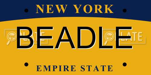 BEADLE New York License Plate