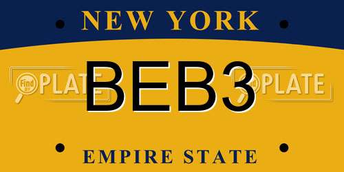 BEB3 New York License Plate