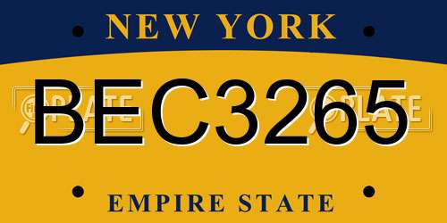 BEC3265 New York License Plate