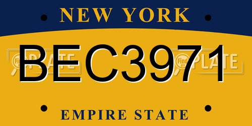 BEC3971 New York License Plate