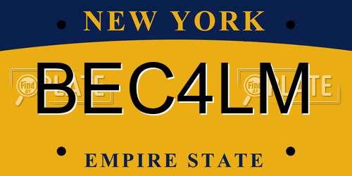 BEC4LM New York License Plate