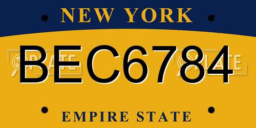 BEC6784 New York License Plate