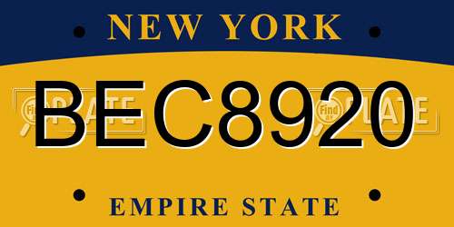 BEC8920 New York License Plate