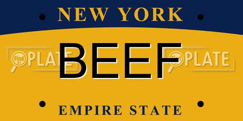 BEEF New York License Plate