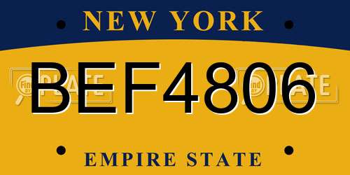 BEF4806 New York License Plate