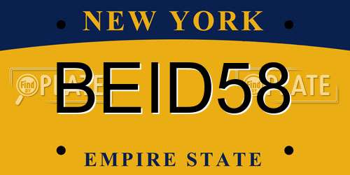 BEID58 New York License Plate