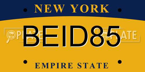 BEID85 New York License Plate