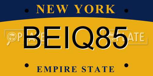BEIQ85 New York License Plate