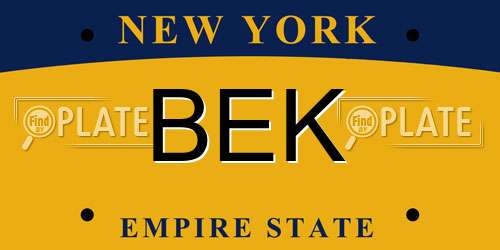 BEK New York License Plate