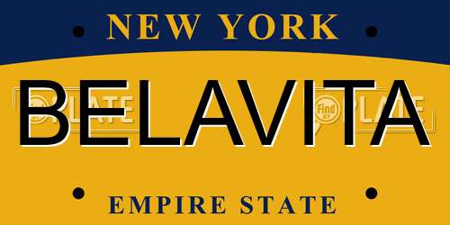 BELAVITA New York License Plate