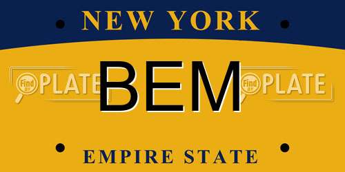 BEM New York License Plate