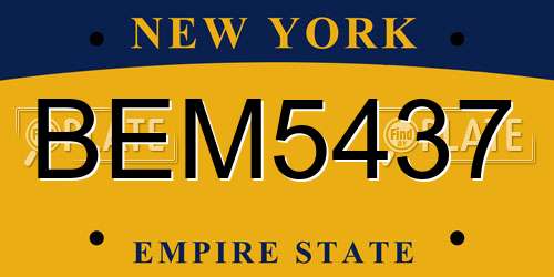 BEM5437 New York License Plate