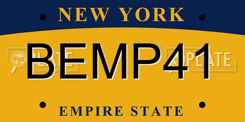 BEMP41 New York License Plate