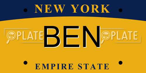 BEN New York License Plate
