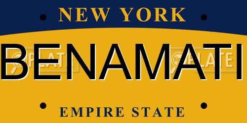 BENAMATI New York License Plate