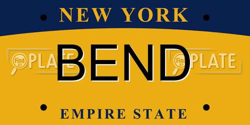 BEND New York License Plate