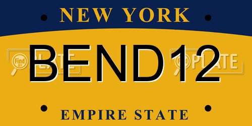 BEND12 New York License Plate