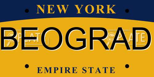 BEOGRAD New York License Plate