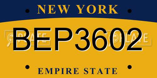 BEP3602 New York License Plate