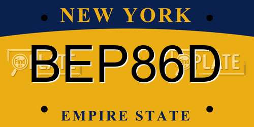BEP86D New York License Plate
