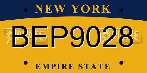 BEP9028 New York License Plate
