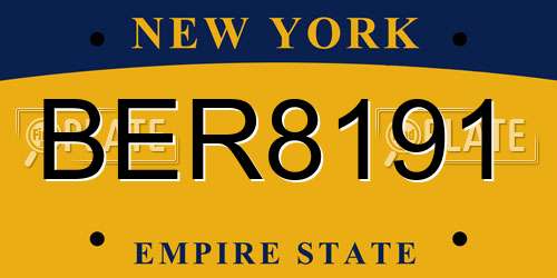 BER8191 New York License Plate