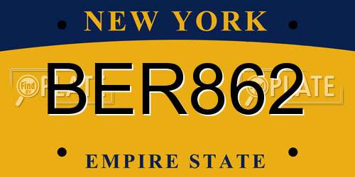 BER862 New York License Plate