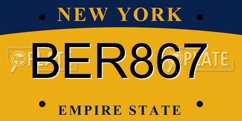 BER867 New York License Plate