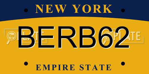 BERB62 New York License Plate