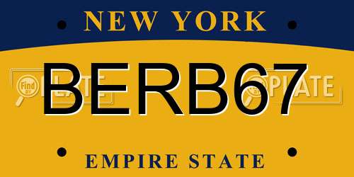 BERB67 New York License Plate