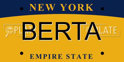BERTA New York License Plate