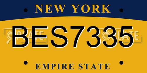 BES7335 New York License Plate