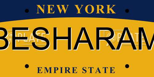 BESHARAM New York License Plate