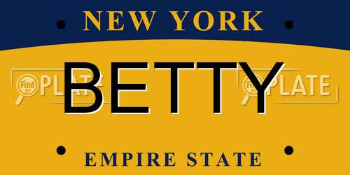 BETTY New York License Plate