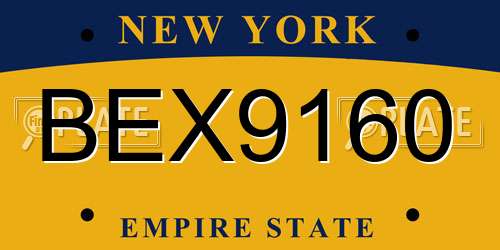 BEX9160 New York License Plate
