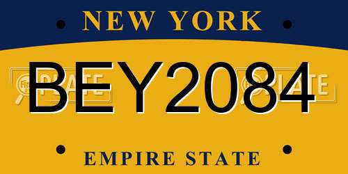 BEY2084 New York License Plate