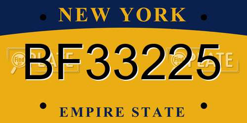 BF33225 New York License Plate