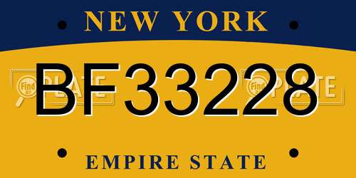 BF33228 New York License Plate