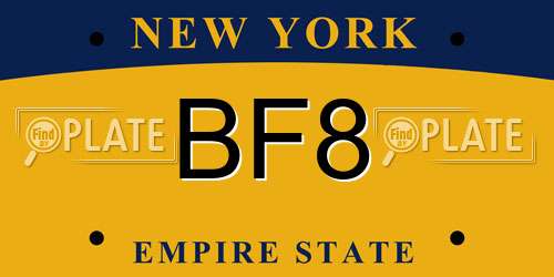 BF8 New York License Plate