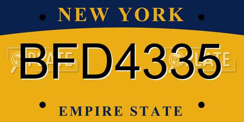 BFD4335 New York License Plate
